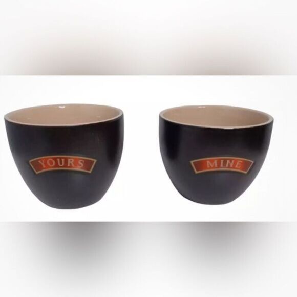 Bailey’s Other - EUC Bailey’s Irish Cream “Mine & Yours” Mugs Desert Bowls Black Ceramic Cup